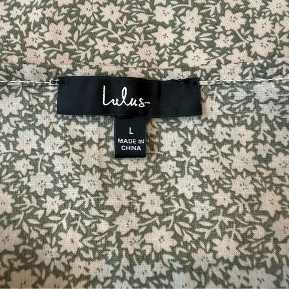 Lulus X Lush Times With You Sage Green Floral Print Puff Sleeve Midi Dress Large - Picture 14 of 15